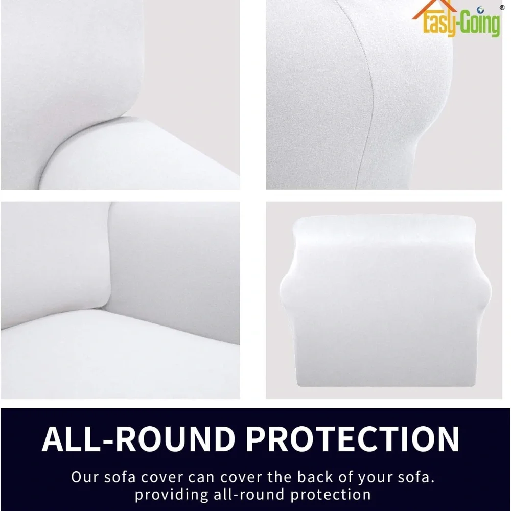Chair Slipcover 1 Piece Stretch White Velvet Furniture Protector Elastic Bottom